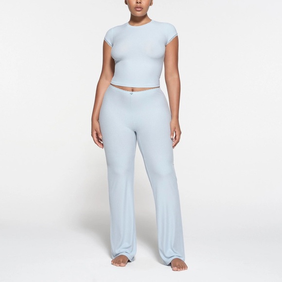 NWT Skims Soft Lounge Ribbed Lace Sleep Pants in Celeste size 3XL